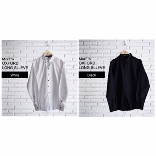 Black&amp;White Oxford Long Sleeve Shirt เสื้อเชิ้ต แขนยาว คอปก