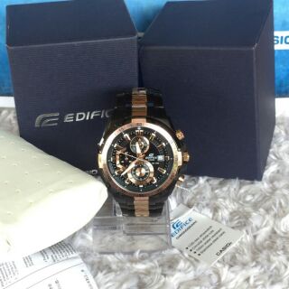 asio Edifice Two Tone Black Rose Gold Chronograph EFR 539 บริการเก็บเงินปลายทาง