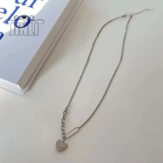 สร้อยคอโลหะผสมเงินจี้รูปหัวใจสไตล์พังก์