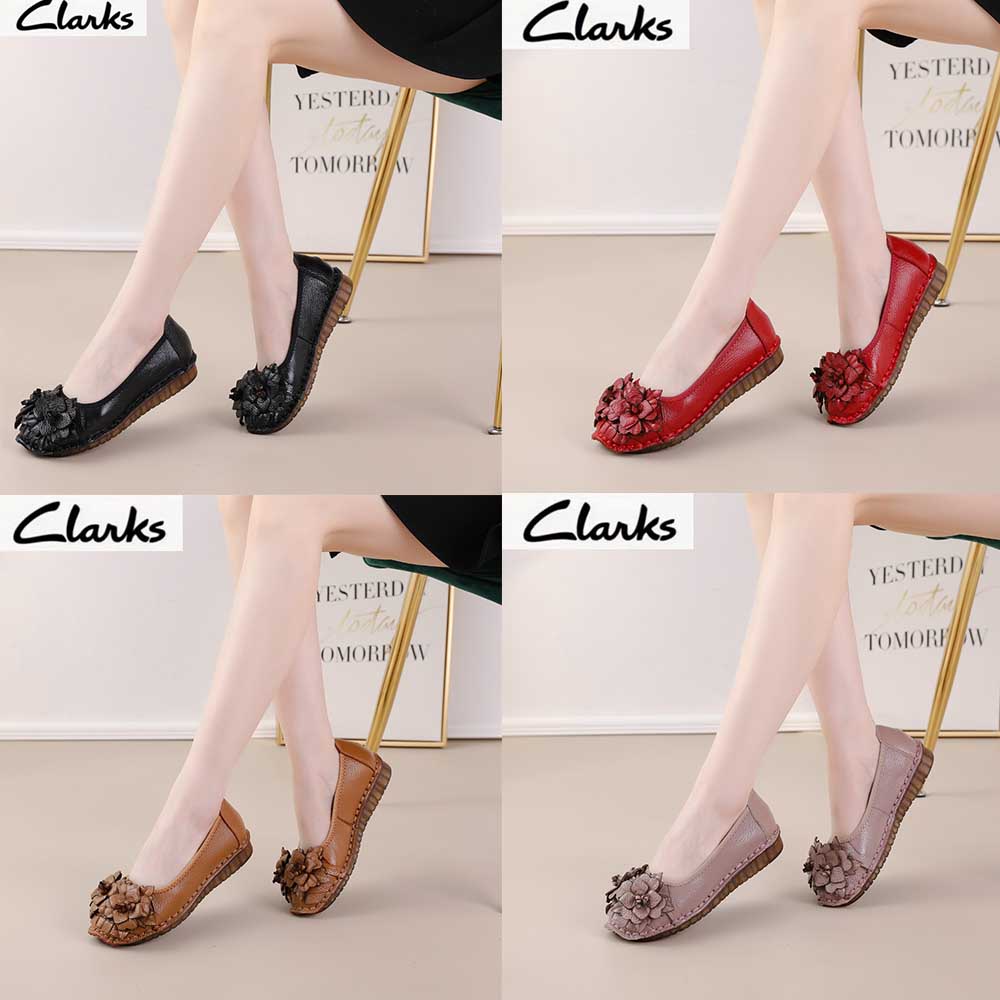 Clarks ใหม่ริบบิ้นรองเท้าผู้หญิง clarks Flats ผู้หญิงรองเท้าหนังแท้ผู้หญิง Jasmine