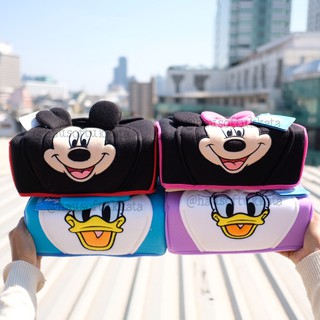 หุ้มกล่องทิชชู่ เหลี่ยม หน้า Mickey Mouse มิกกี้ &amp; Minnie Mouse มินนี่ &amp; Donald โดนัลดั๊ก &amp; Daisy เดซี่ดั๊ก 10นิ้ว