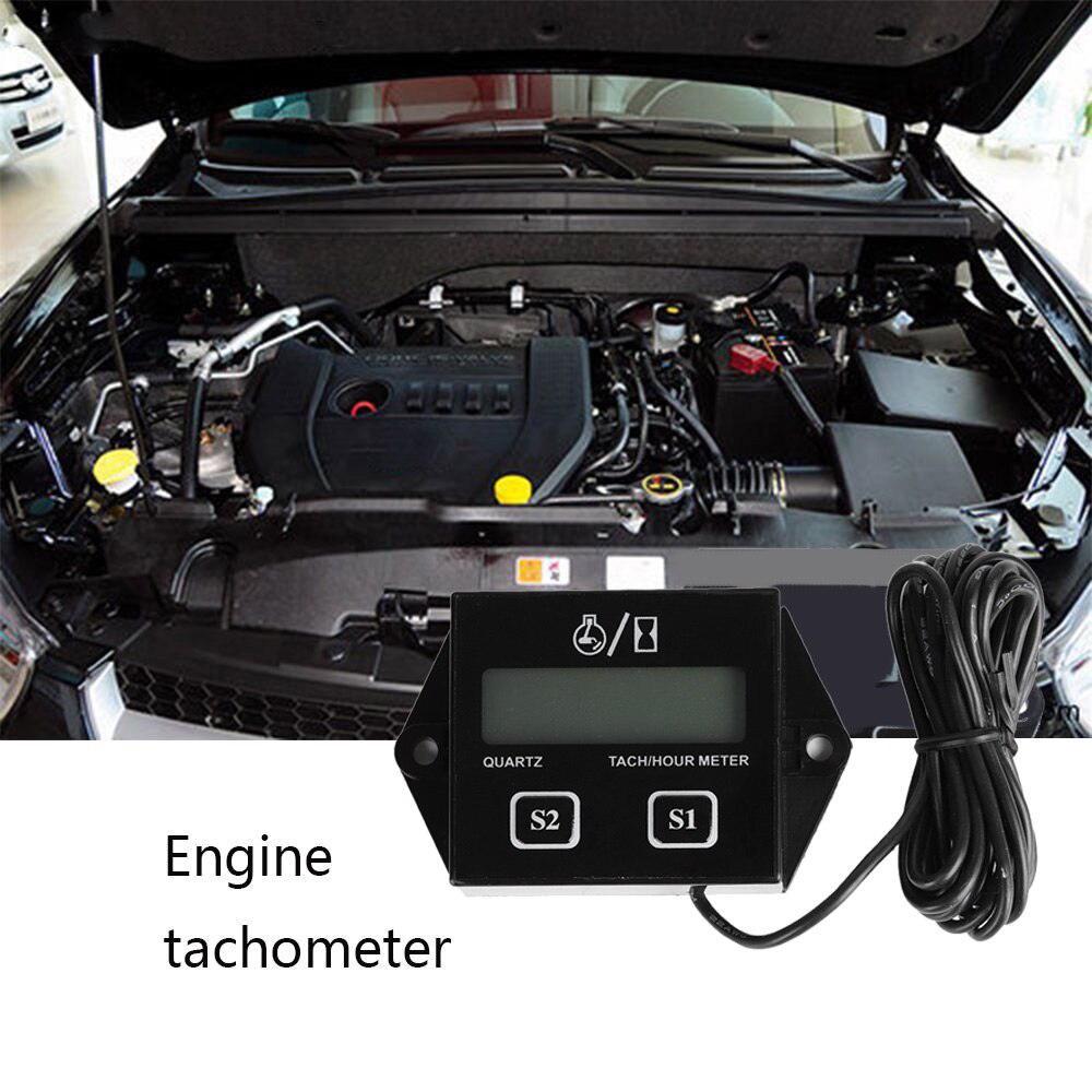 （In Stock）Digital Engine Tach Hour Meter Car Motorcycle Machine