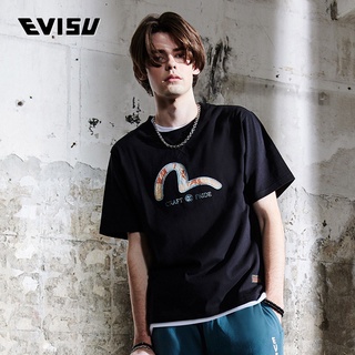 Evisu ใหม่ เสื้อยืดแขนสั้น พิมพ์ลายนกนางนวล 2ESHTM2TS516XXCT สําหรับผู้ชาย