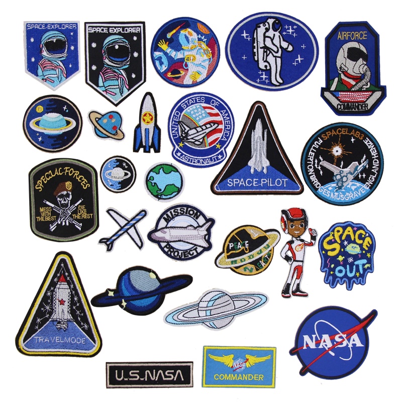 NASA American Aviation Space Series Rocket ยานอวกาศ Planet นักบินอวกาศปักผ้าสติกเกอร์เสื้อผ้า Badge 
