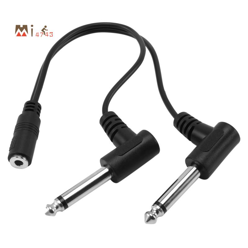 อะแดปเตอร์แยกสายเคเบิ้ลเสียงสเตอริโอ 3.5 มม. Mini 1/8 นิ้ว Trs Female Jack To Dual 1/4 6.35 มม. Male Plug Mono Ts Right Angle
