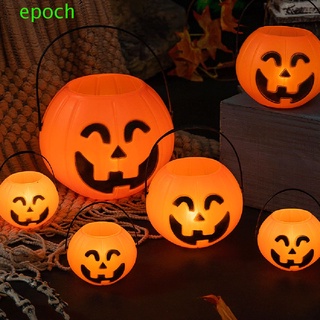 Epoch ถังฟักทองน่ารัก หน้ายิ้ม ฟักทอง แบบพกพา DIY ที่ใส่ขนม เคล็ดลับ หรือรักษา ถุงขนม กล่องขนม