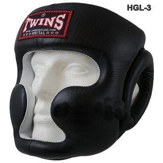 Twins special Head guards HGL-3 Black ( Size M,L,XL) Protector for Training MMA K1เฮดการ์ด ทวินส์ สเปเชี่ยล สีดำ หนังแท้