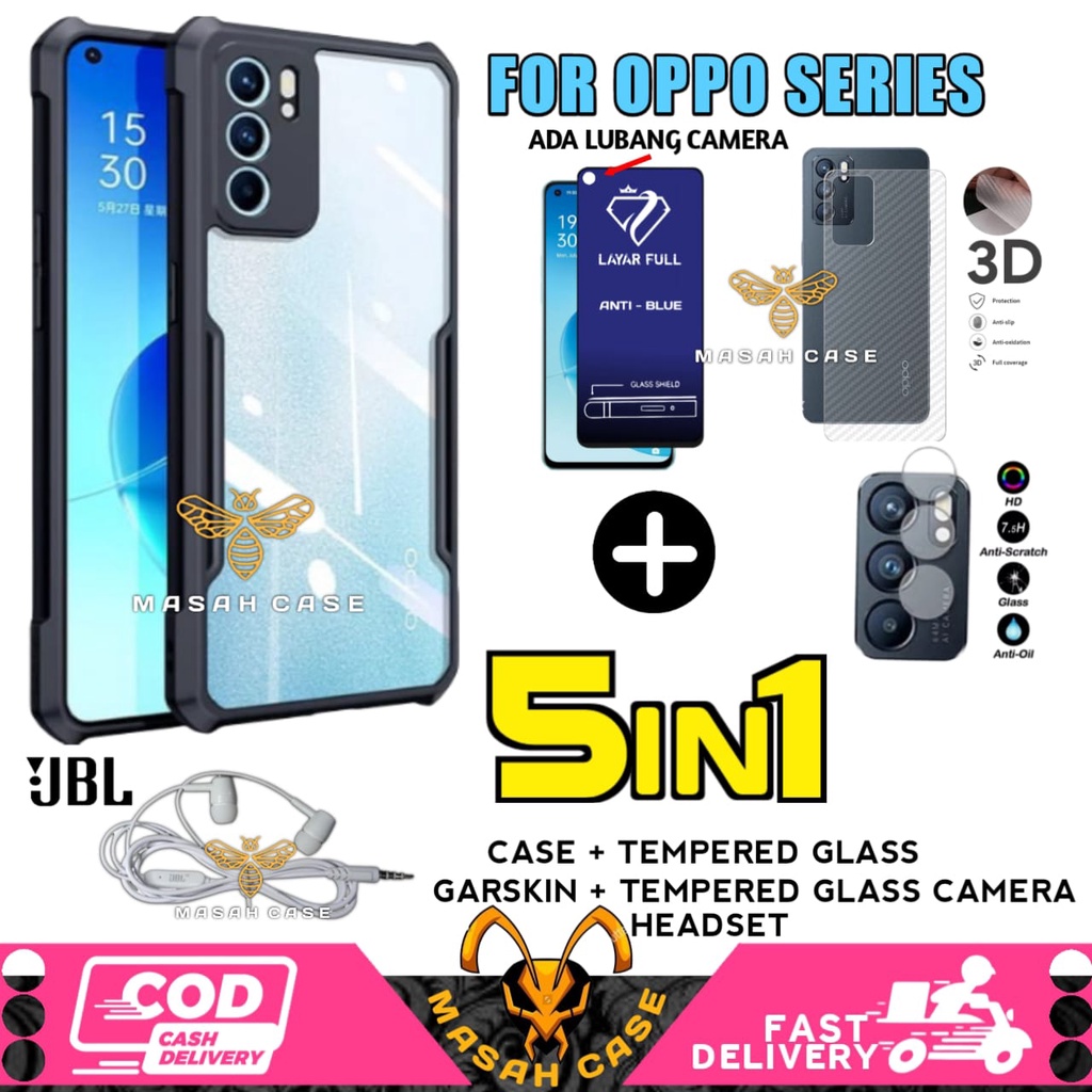 5in1 HardCase กันกระแทกOppo Reno 8 4G 8 5G 7 4G 5 5F 6(4G) 6(5G) A17 A16 A74(4G) A74(5G) A54 A95 A16