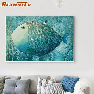 Ruopoty ภาพวาดสีน้ํามันบนผ้าใบ ตามตัวเลข รูปสัตว์ Diy สําหรับตกแต่งผนัง ห้องนั่งเล่น