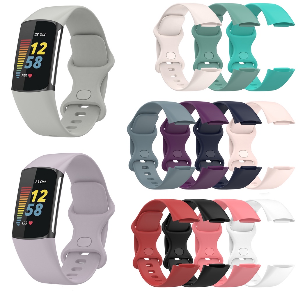 สายนาฬิกาข้อมือซิลิโคน พรีเมี่ยม สําหรับ Fitbit Charge 5 6