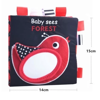 BabyBua หนังสือผ้า Funny zoo, Baby sees พร้อมส่ง หนังสือ 3 มิติ ของเล่นผ้า ขาวดำแดง ของเล่นเสริมพัฒนาการ