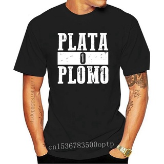 [S-5XL] เสื้อยืดแขนสั้น ผ้าฝ้าย พิมพ์ลาย Plata O Plomo Pablo Escobar แฟชั่นฤดูร้อน สําหรับผู้ชาย 4 5 6 MHionm85DEkfog10