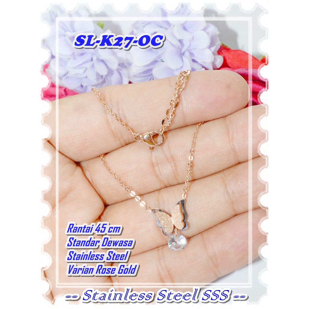 Original SL-K27-OC สร้อยคอผีเสื้อสแตนเลสสีโรสโกลด์