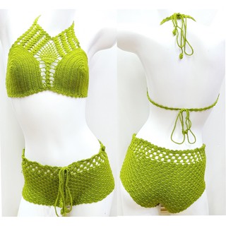 บิกินี่ถักเต็มก้น Knitting bikini สีสดใส