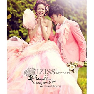 ชุดคู่ถ่ายพรีเวดดิ้ง (prewedding dress) &amp; ชุดแต่งงานแฟนซี (Fancy wedding dress)ชายหญิง "ธีมสีชมพู-เหลือง" PW025