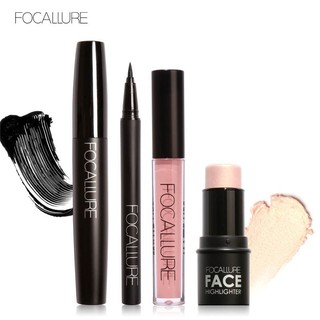 FOCALLURE เครื่องสำอาง ลิปสติก มาสคาร่า อายไลน์เนอร์ ไฮไลท์ 4ชิ้น