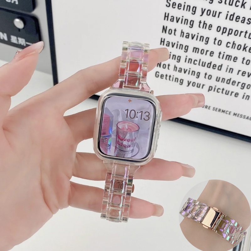 สายนาฬิกาข้อมือ แบบใส สําหรับ Apple Watch Series 7 6 5 4 3 2 1 SE Band 38 มม. 40 มม. 41 มม. 42 มม. 44 มม. 45 มม.