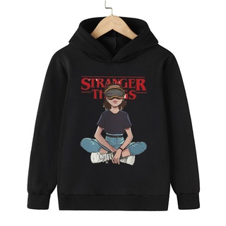 เสื้อกันหนาวแขนยาวลําลอง มีฮู้ด พิมพ์ลาย Stranger Things 4 Hellfire Club สําหรับเด็กผู้ชาย และเด็กผู้หญิง อายุ 4-14 ปี