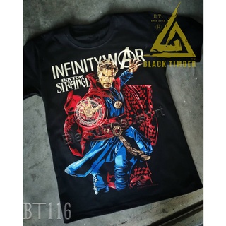 เสื้อยืดผ้าฝ้ายพรีเมี่ยม  116 Doctor Strange Infinitywar เสื้อยืด สีดำ  Black Timber T-Shirt ผ้าคอตตอน สกรีนลายแน่น