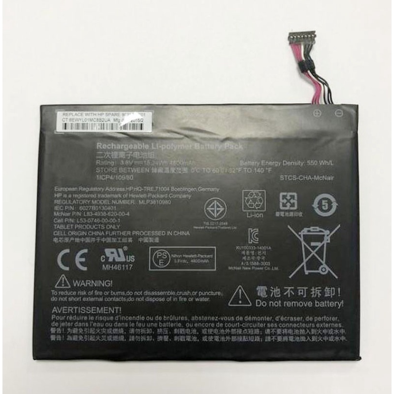 new original 3.8V 4800mAh replacement battery for HP I508O L4A35UT Pro Tablet 408 G1 T5L65PA 805089-