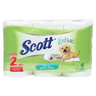 กระดาษชำระ ทิชชู่เปียก กระดาษชำระ SCOTT EXTRA DOUBLE ROLL แพ็ค 6 ชิ้น อุปกรณ์ทำความสะอาด ของใช้ภายในบ้าน TOILET PAPER SC