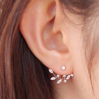 แฟชั่น Rhinestone สง่างามใบกิ่งสาขาต่างหูสตั๊ดหูเครื่องประดับ