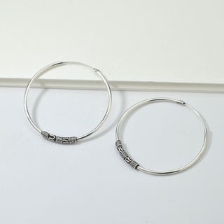 SILVER THAI 30mm Silver Chain Hoop Earringsต่างหูเงินแท้ 92.5% / ต่างหูห่วงบาลี ต่างหูเกี่ยว เงินแท้ (ราคาต่อ 1 คู่)