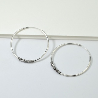 SILVER THAI 30mm Silver Chain Hoop Earringsต่างหูเงินแท้ 92.5% / ต่างหูห่วงบาลี ต่างหูเกี่ยว เงินแท้ (ราคาต่อ 1 คู่)