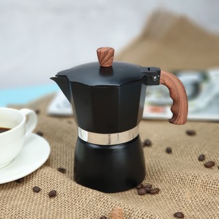 (สีดำ) กาต้มกาแฟอลูมิเนียม Mocha ESPRESSO Percolator หม้อเครื่องชงกาแฟ Moka pot