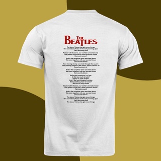 แขนสั้นcrew neckเสื้อยืด พิมพ์ลาย Stars Album The Beatles สีดํา ขาว คุณภาพสูง MMS_001S-XXXXL