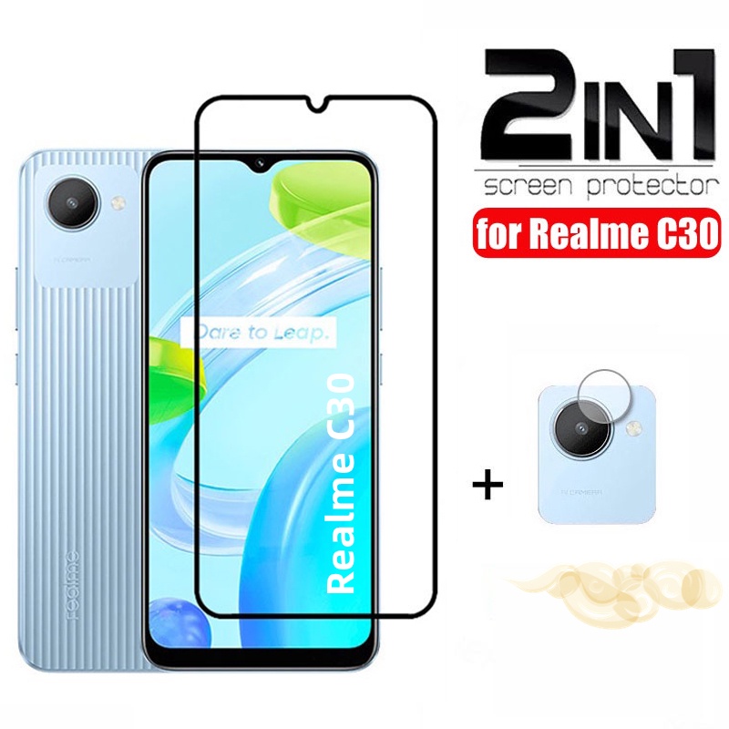2in1 ฟิล์มกระจกนิรภัยกันรอยหน้าจอ ป้องกันเลนส์กล้อง สําหรับ Realme narzo 50i Prime Narzo50i 50iPrime
