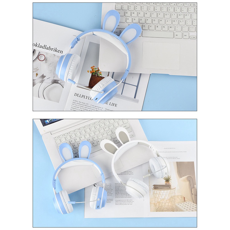 Rabbit Ear Headphones LED Lights Computer Headphones Headset Bluetooth ...