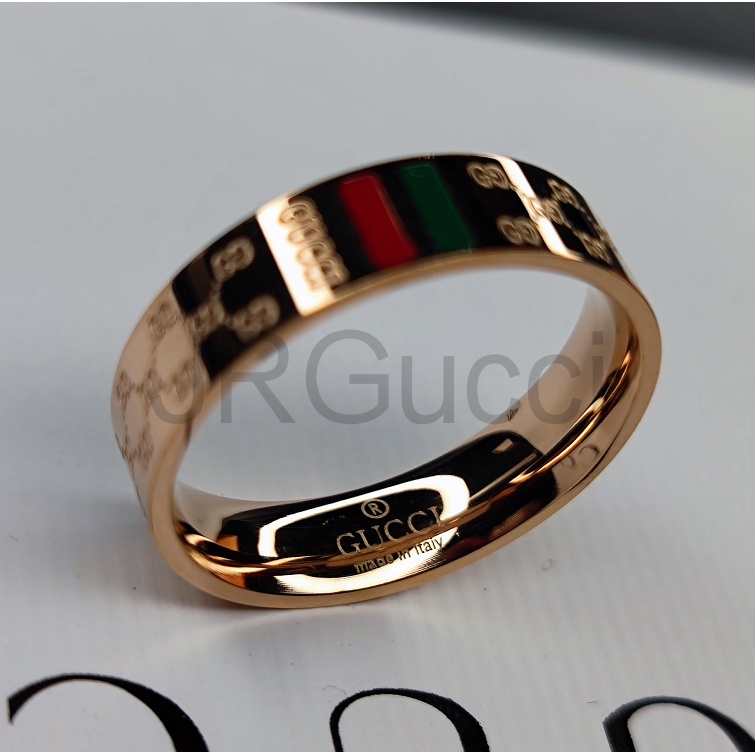 New Delicate GG Icon Rose Gold Red and Green สามสี แหวนลายโลโก้ Web GG