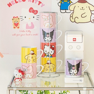 ( พร้อมส่ง ) Sanrio Stockable Mugs ชุดเซทแก้วน้ำ 4 ใบ พร้อมแท่นวาง