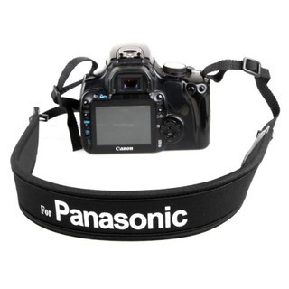 For PANASONIC สายคล้องกล้อง แบบนิ่ม Neoprene สายสีดำ/อักษรขาว)