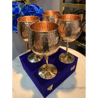 แก้วไวน์ทองแดงแท้100%ทรงบอลลูน Wine glass Copper หนา ใบใหญ่ สวยงาม น่าเก็บสะสม