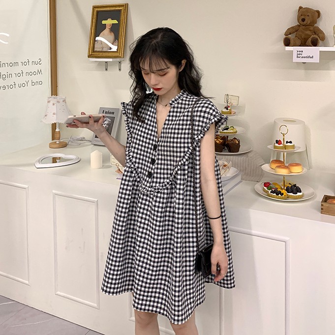 2020 ig facebook instagram ชุดเดรสกระโปรง จับจีบ สไตล์เกาหลี A354