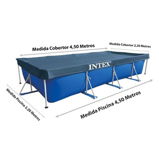 Intex 28039  ผ้าคลุมสระน้ำขนาดใหญ่ทรงเหลี่ยม Metal Frame pool ขนาด 450 x 220 cm.