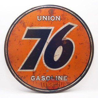 ป้ายสังกะสีวินเทจ 76 Gasoline (ปั้มนูน)