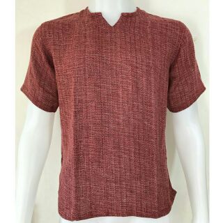 [ส่งฟรี]เสื้อผ้าฝ้าย 100% คอกลม สีแดง แขนสั้น