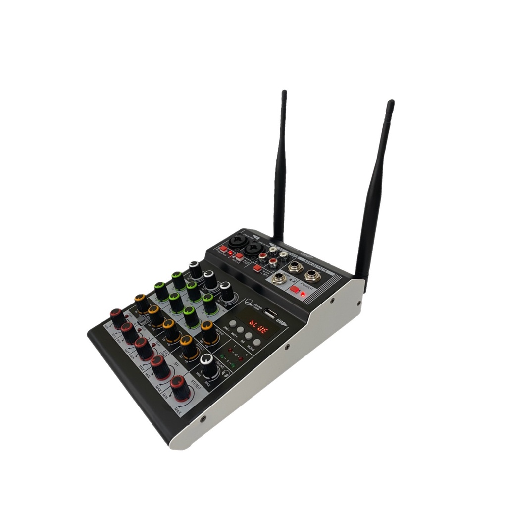 LXJ LX-428 มิกซ์+ไมค์ลอย คอนโซลเครื่องผสมสัญญาณเสียง ช่องพร้อมเสียงไมโครโฟนไร้สายผสมกับมิกเซอร์ Bluetooth USB มี2ระบบAC2