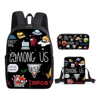 [พร้อมส่ง] Among Us กระเป๋าเป้สะพายหลัง กระเป๋านักเรียน กระเป๋าสะพายไหล่ กระเป๋าดินสอ สามชิ้น สําหรับนักเรียนประถม