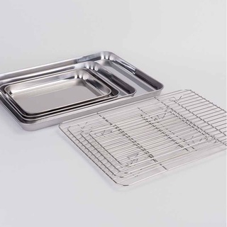 ☒Baking Tray with Removable Cooling Rack Set Stainless Steel Baking Pan Sheet Non Toxic , Used for Oven, BBQ Tray Dishwa