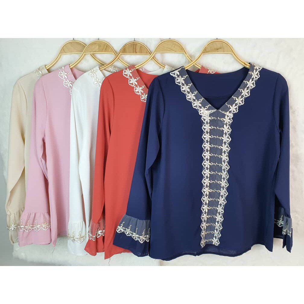 BBE เสื้อลูกไม้คอปกมุสลิม - M1145