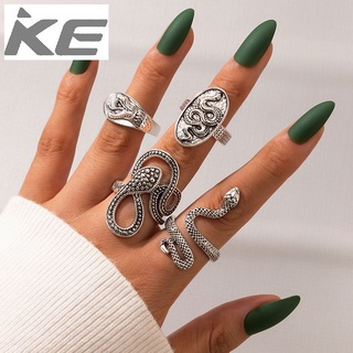 Vintage Irregular Geometric Snake Ring Animal Snake Ring Combination Set of 4 for girls for w