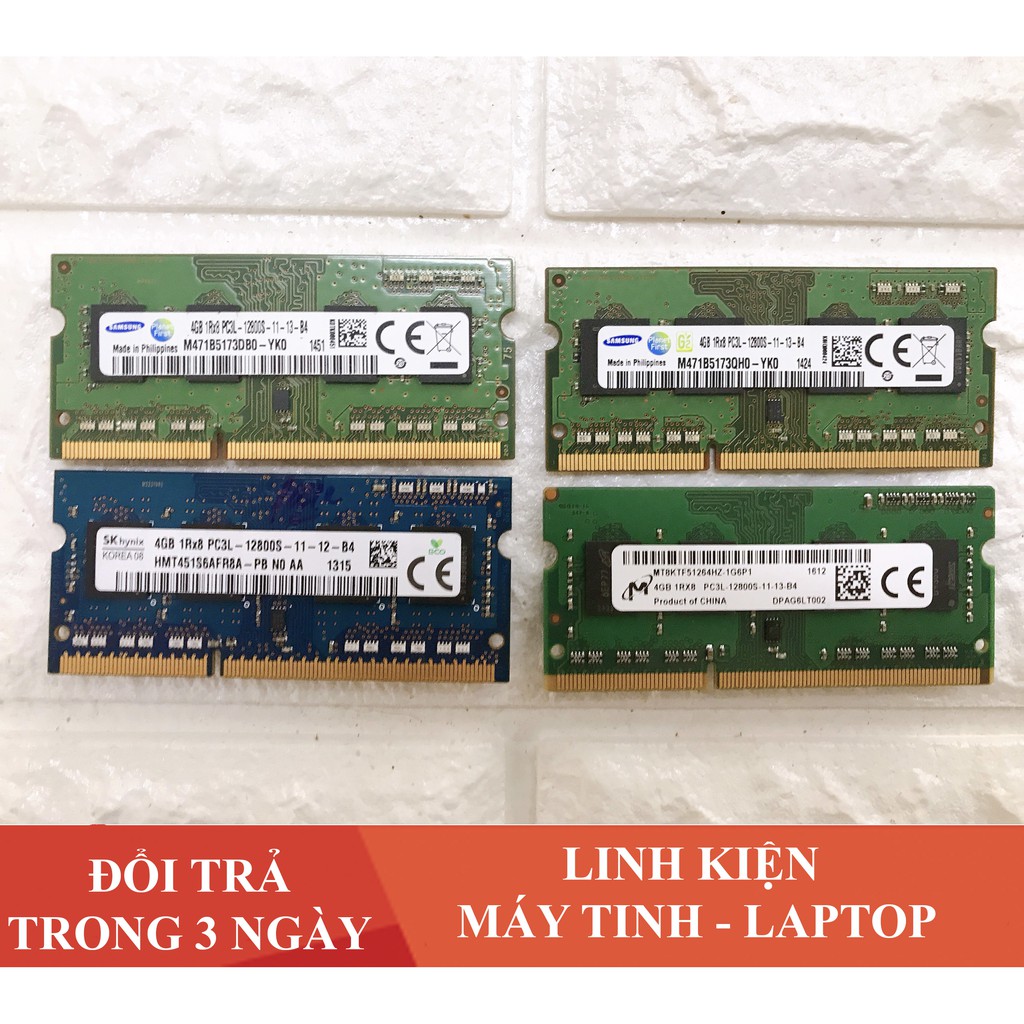 หน่วยความจําภายใน 4Gb - Laptop RAM 4G PC3L DDR3 Bus 1600 MHz Used (C3L-4G Laptop Ram ถอดออกได้)