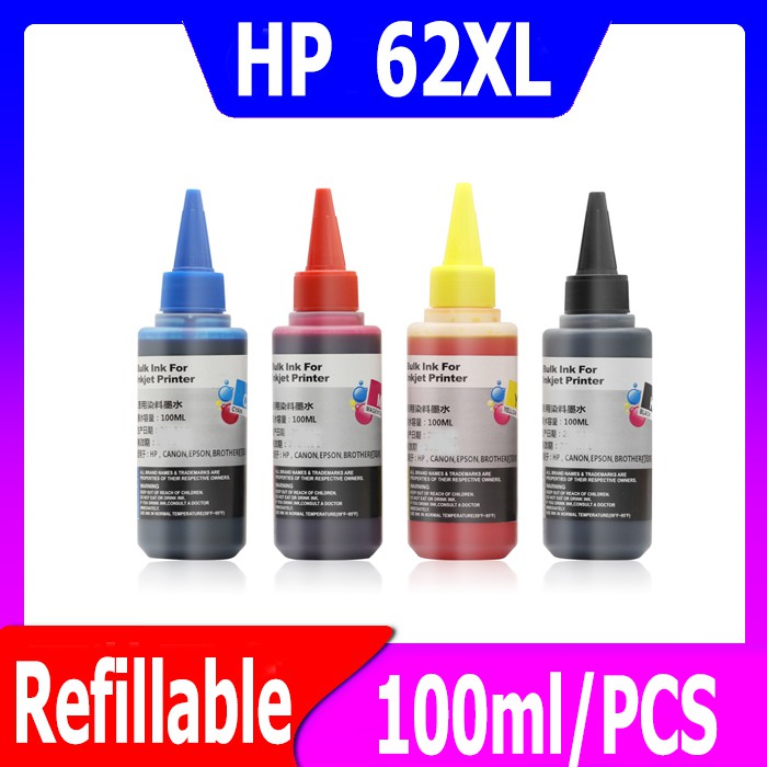 hp 62xl หมึก hp62 ดำ hp62xl หมึกรีฟิลใช้ได้กับ HP 5540 5640 7640 5646 5546 5541 5542 5543 5544 5545 
