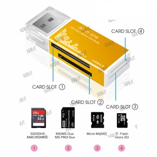 Kam 4 In 1 เครื่องอ่านการ์ดหน่วยความจํา USB 2.0 Multi SD SDHC MMC RS MMC TF MicroSD MS MS PRO MS DUO M2