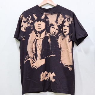 เสื้อวงACDC ลายโอเวอร์ปริ้น ตะเข็บเดี่ยวบนล่าง สไตล์วินเทจ สกรีนทั้งตัว ผ้านอก เสื้อOVP เสื้อโอเวอร์ไซส์ เสื้อวงดนตรี