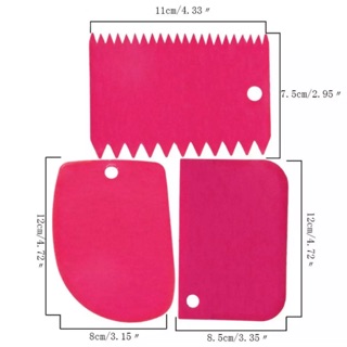 Scraper ที่ปาดเค้ก ปาดครีม แต่งหน้าเค้ก ที่แบ่งแป้ง ชุด 3 ชิ้น